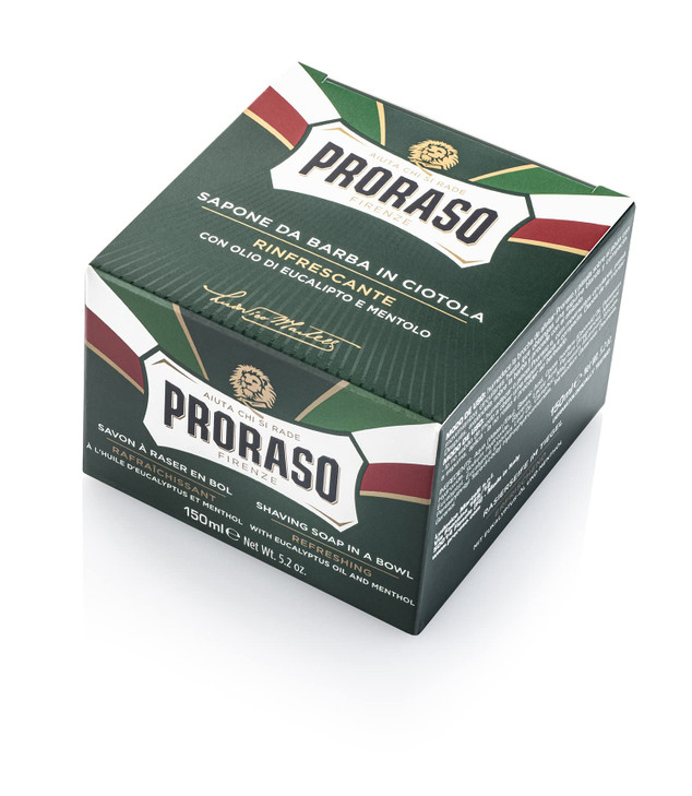 Proraso Shaving Soap Eucalyptus Oil Menthol Refreshing Shave Soap in a Bowl for All Beard Types Premium Italian Shaving
