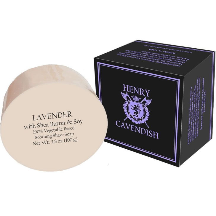Henry Cavendish Lavender Shaving Soap with Shea Butter Coconut Oil Long Lasting 4 oz Puck Refill Mens Shave Soap All Nat