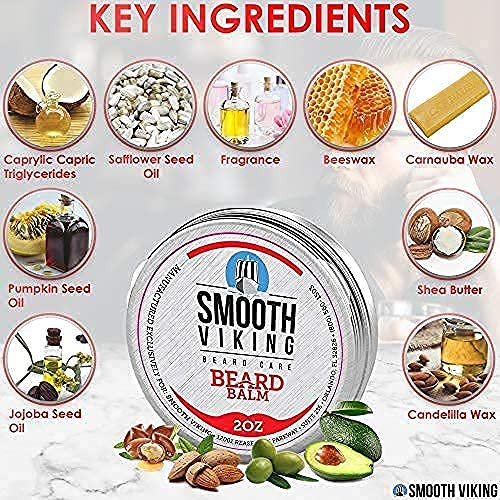Smooth Viking Beard Styling Balm for Men Strong Hold Formula with Essential Oils Beeswax for Healthy Beard Mustache Grow