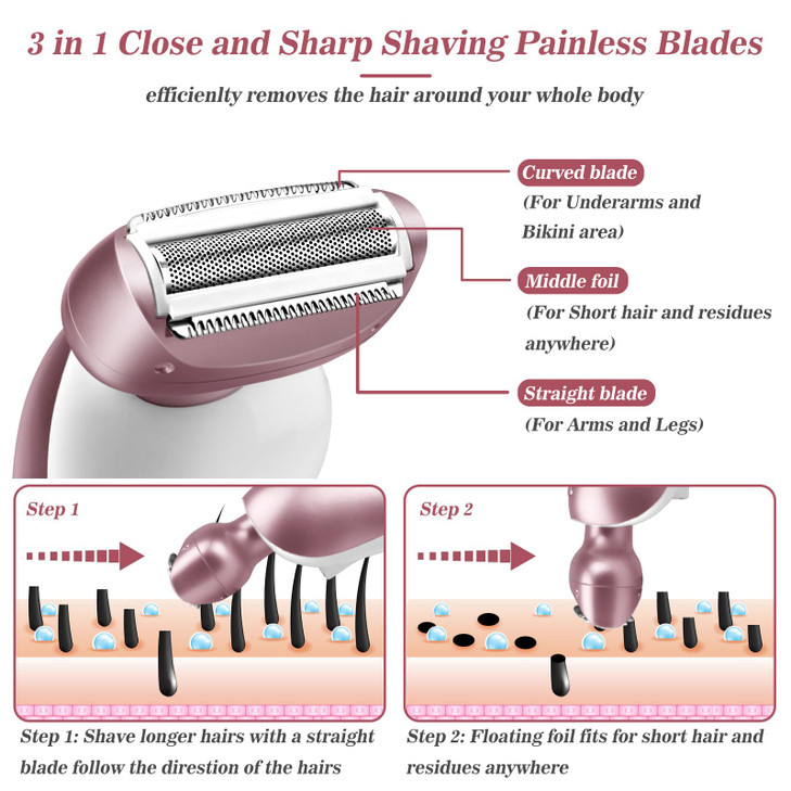 Electric Shaver for Women for Legs Bikini Trimmer Electric Razors for Women Underarm Public Hairs Rechargeable Womens Sh