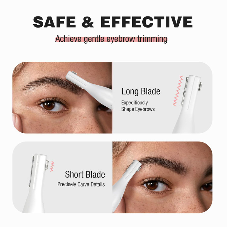 SUPRENT Womens Facial Hair Remover Eyebrow Trimmer with Pivoting Head Rechargeable Eyebrow Razor Painless Facial Trimmer