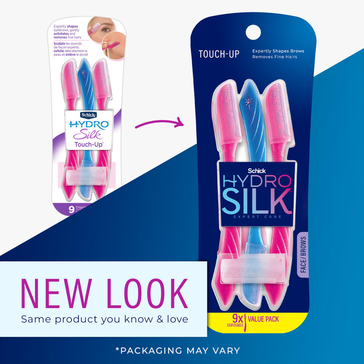 Schick Hydro Silk TouchUp Dermaplaning Tool with Precision Eyebrow Cover 9ct Dermaplane Razor Face Razors for Women Peac