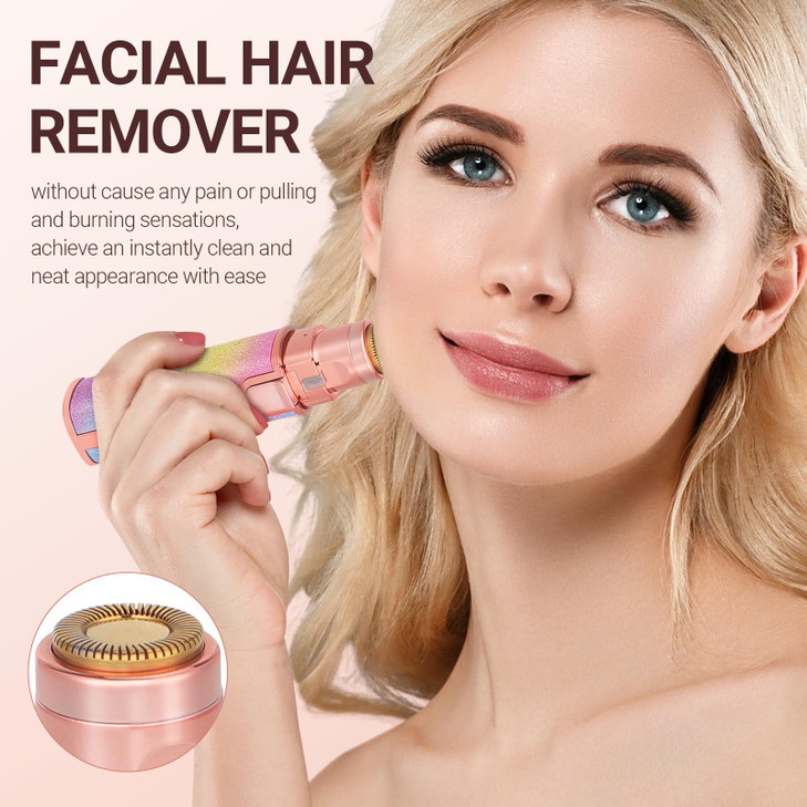 YLYYCC Facial Hair Removal for Women 2in1 Rechargeable Nose Hair Eyebrow Trimmer Face Shaver with Builtin LED Light for