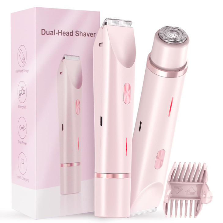 Women Bikini Trimmer DualHead Hair Trimmer for Women2in1 Bikini Shaver with Ceramic Blade Heads TypeC Charging Port Elec