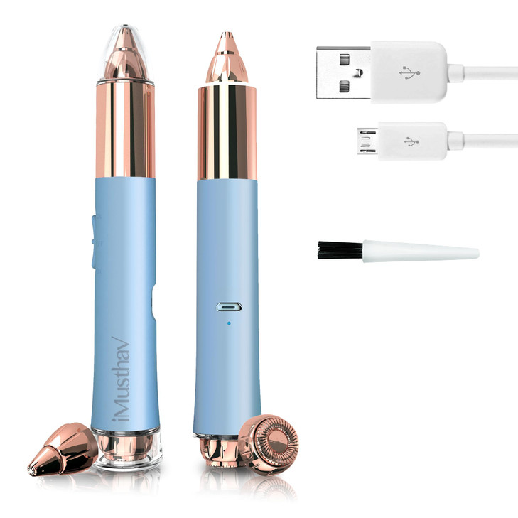 iMusthav 2 in 1 Flawless Eyebrow and Facial Hair Remover for Women Painless Electric Razor Epilator Trimmer Shaver with