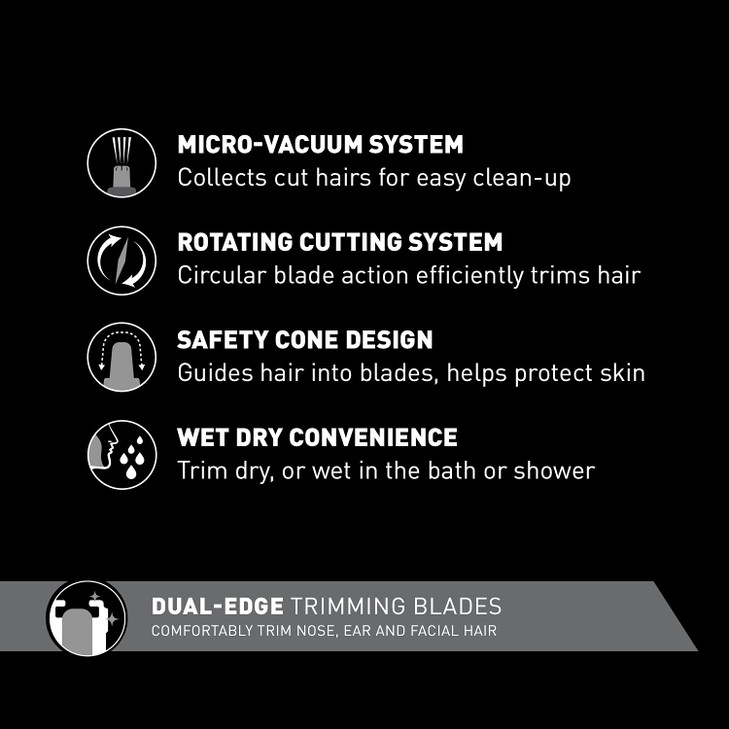 Panasonic ER430K Nose Ear and Facial Hair Trimmer WetDry with Vacuum Cleaning System