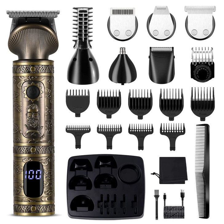 Scttomon Beard Trimmer Kit Professional Hair Clipper Zero Gapped TBlade Electric Shaver Razor Nose Body Trimmer for Men