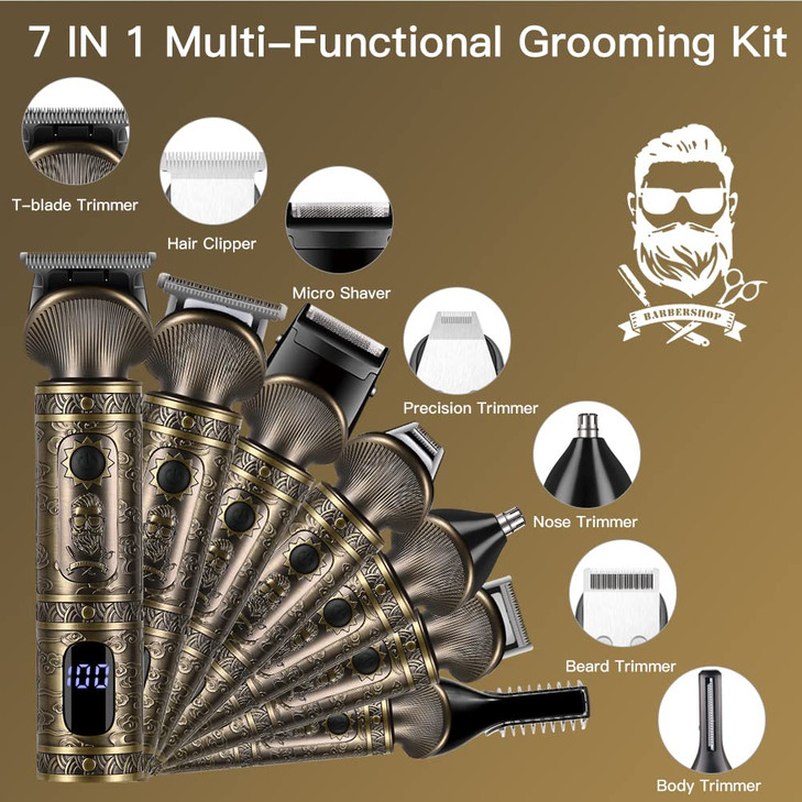 Scttomon Beard Trimmer Kit Professional Hair Clipper Zero Gapped TBlade Electric Shaver Razor Nose Body Trimmer for Men