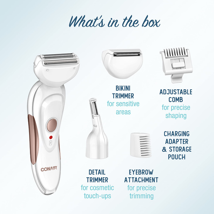 Conair AllIn1 Body and Facial Hair Removal for Women Cordless Electric Trimmer Shaver Perfect for Face EarNose Eyebrows