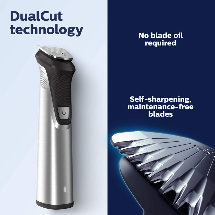 Norelco Philips Multigroom Series 7000 23 Piece Mens Grooming Kit Trimmer for Beard Head Body and Face NO Blade Oil Need
