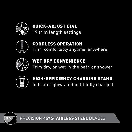 Panasonic Cordless Mens Beard Trimmer With Precision Dial Adjustable 19 Length Setting Rechargeable Battery Washable ERG