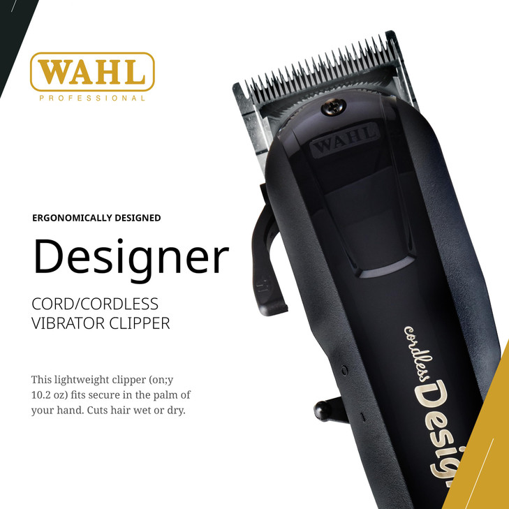 Wahl Professional Cordless Designer Clipper Powerful Rotary Motor LithiumIon Battery with 100Minute Run Time