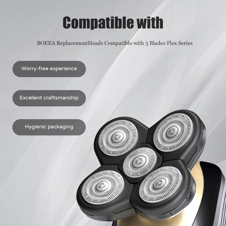 BOEEA 3 Pack Blades Refills Compatible with Freebird Shaver 5 Blades Shaver Replacement Head for Bald Men Electric Razor