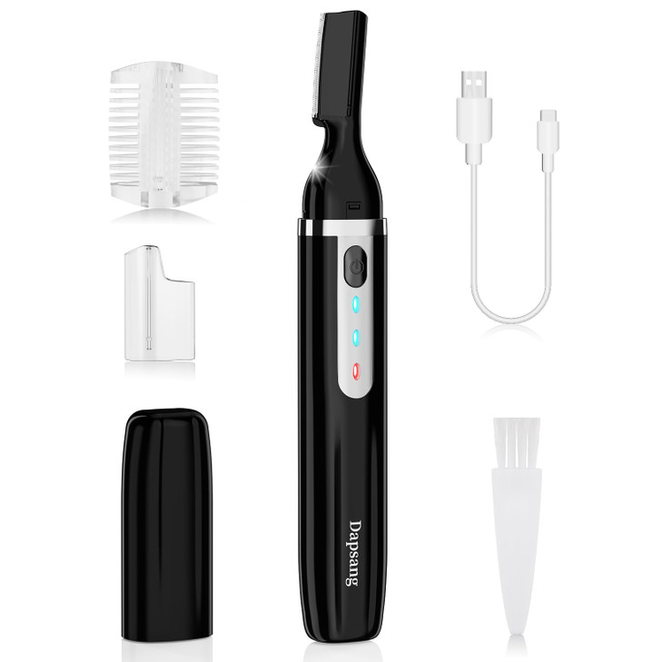 Dapsang Eyebrow Trimmer Electric Eyebrow Razor for Women Men Rechargeable Painless LED Light Facial Hair Shaver Remover