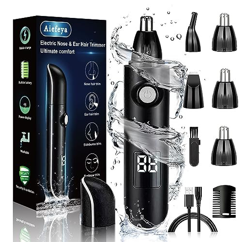 Aiefeya Nose Trimmer for Men Women Professional Eyebrow Facial Hair Remover IPX7 Waterproof USB Rechargeable Easy Cleani