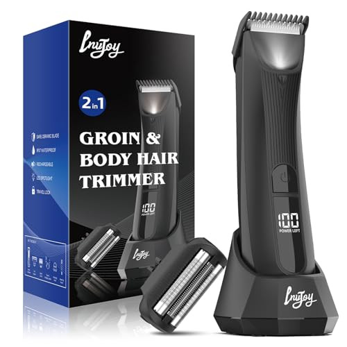 INVJOY Manscape Body Trimmer for Men Waterproof Electric RazorShavers with DualHead for Facial Pubic Groin Hair Grooming