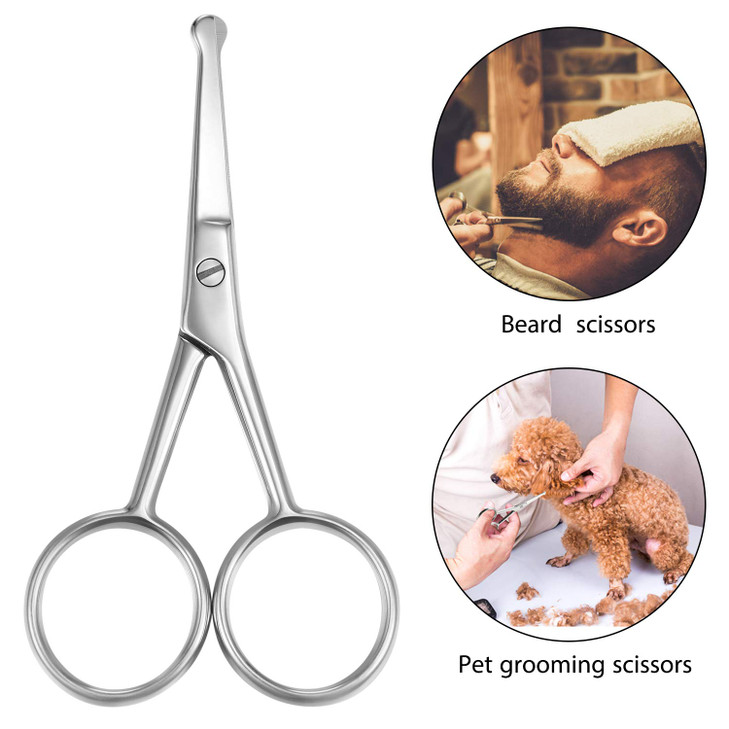 Mudder 3 Pieces Nose Hair Scissors Rounded Tip Scissors Facial Hair Trimming Stainless Steel Blunt Tip Trimmer for Eyebr