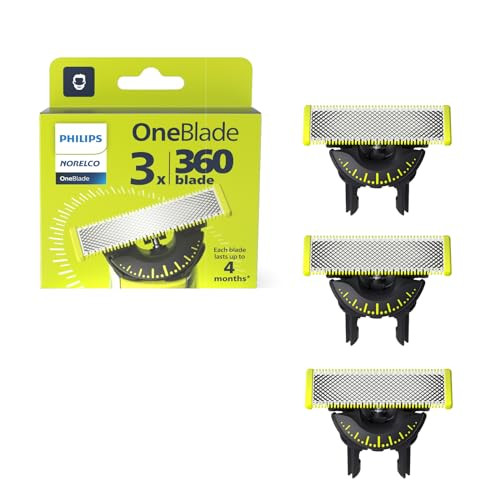 Philips Norelco OneBlade 360 Blades Genuine Replacement Blades for OneBlade Electric Shaver and Trimmer Durable Stainles