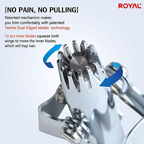 ROYAL Made in Korea Nose Hair Trimmer for Men Birdie Manual BatteryFree Waterproof Painless with Twelve DualEdged Blades