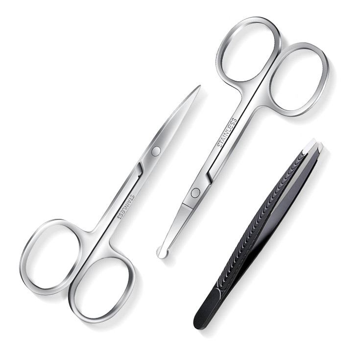 Facial Hair Small Grooming Scissors for Men WomenCurved and Rounded Nose Hair Eyebrow Mustache Eyelashes Beard Trimming