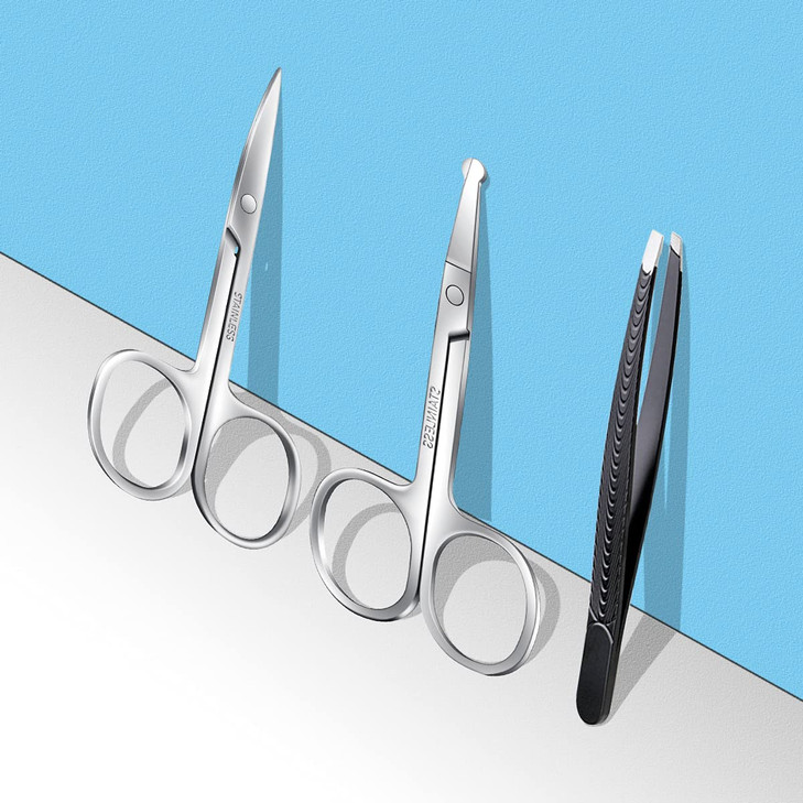 Facial Hair Small Grooming Scissors for Men WomenCurved and Rounded Nose Hair Eyebrow Mustache Eyelashes Beard Trimming