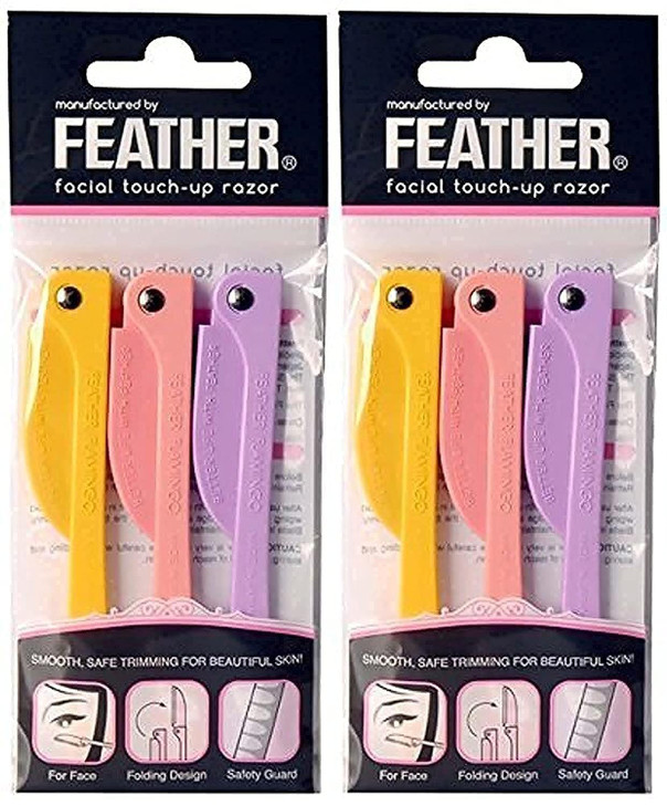 Feather Flamingo Facial Touchup Razor 3 Razors X 2 Pack