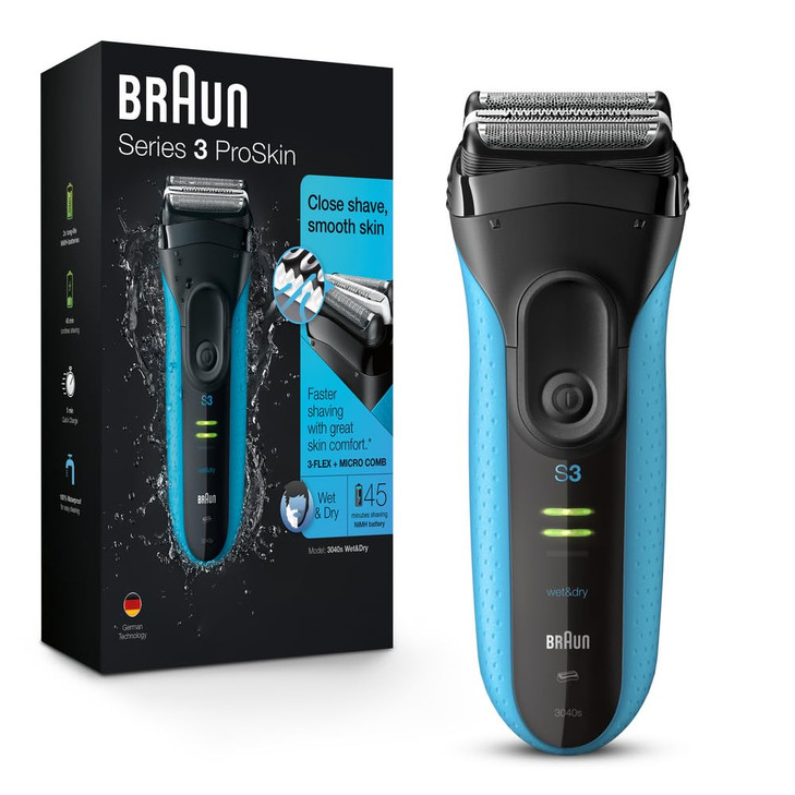 Braun Electric Series 3 Razor with Precision Trimmer Rechargeable Wet Dry Foil Shaver for Men BlueBlack 4 Piece