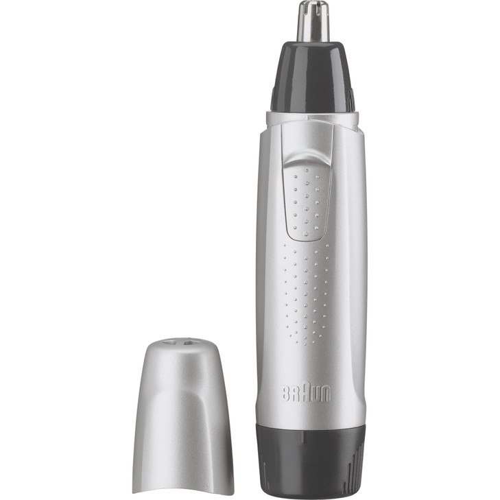 Braun Ear and Nose Hair Trimmer for Men and Women Battery Operated Electric Groomer BlackSilver AA Battery Included