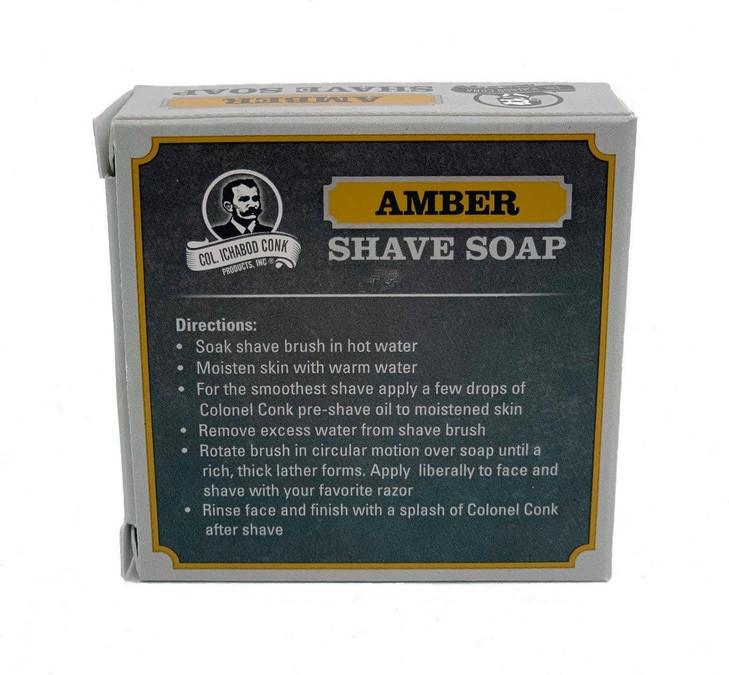 Col Ichabod Conk Mens Amber Shaving Soap Shave Bar Sm