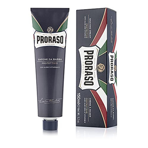 Proraso Shaving Cream Aloe Vera Vitamin E Protective Shave Cream Formula for Dry Rough Skin Beard Premium Italian Shavin