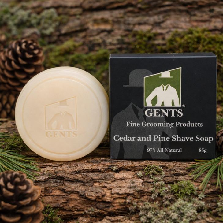 GENTS 97 All Natural Mens Cedar and Pine Shave Soap Creates a Rich Lather