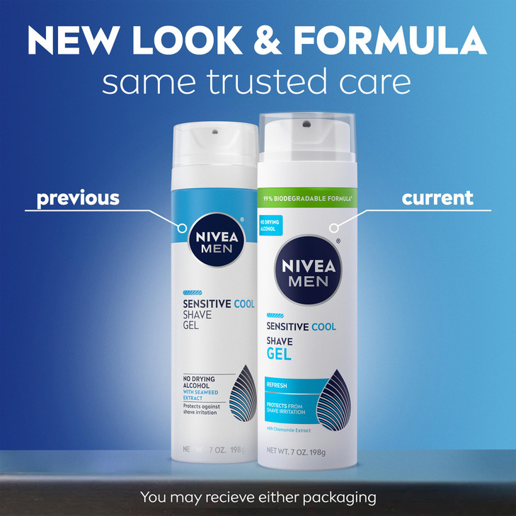 NIVEA MEN Sensitive Cool Shave Gel for Sensitive Skin Alcohol Free Shaving Gel with Chamomile Extract 7 Oz Can Pack of 3