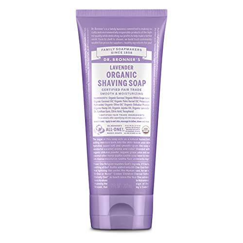 Dr Bronners Organic Shaving Soap Lavender 7 Ounce Moisturizing Shave Soap for Men Women Certified Organic Sugar Shikakai