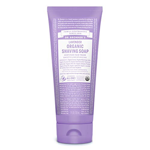 Dr Bronners Organic Shaving Soap Lavender 7 Ounce Moisturizing Shave Soap for Men Women Certified Organic Sugar Shikakai