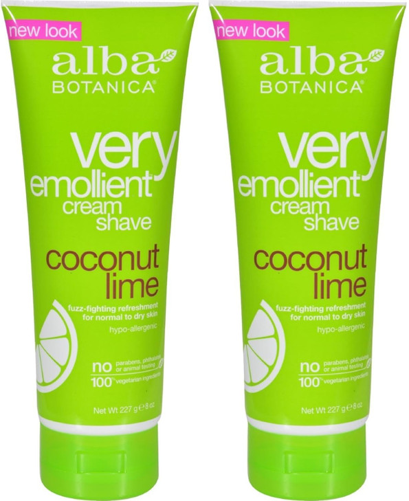 Alba Botanica Very Emollient Shave Cream Coconut Lime 8 oz 2packs