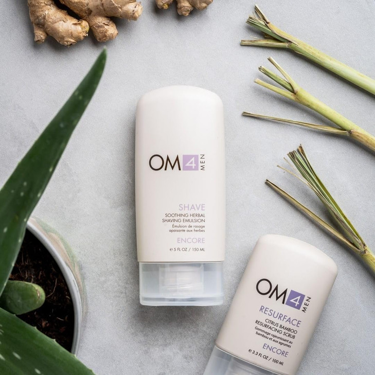 Organic Male OM4 Shave Soothing Herbal Shaving Emulsion Mens Grooming Preshave Oil Shave Cream Hydrating Mask allinone