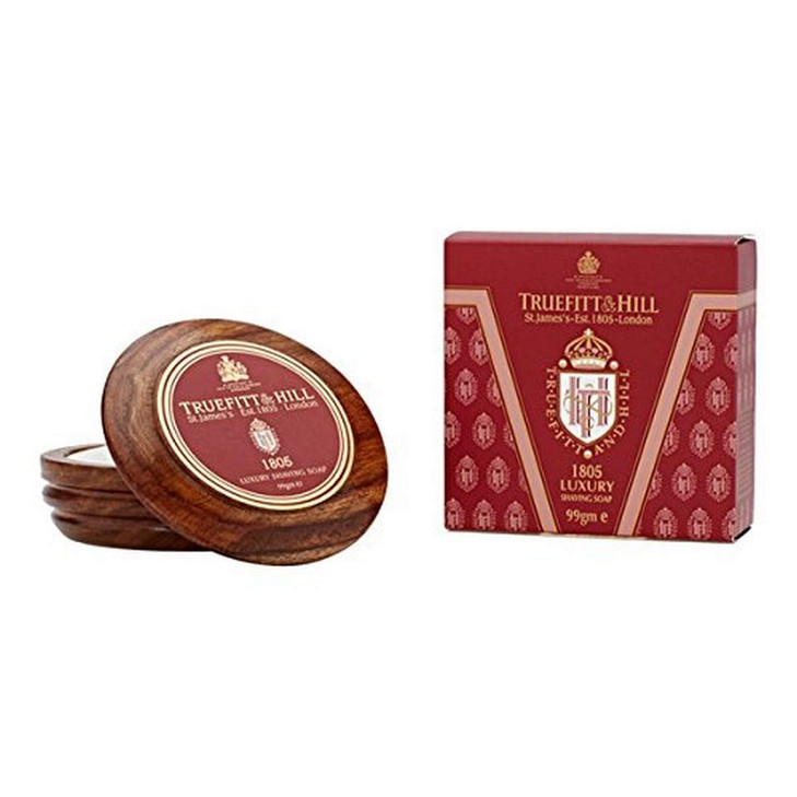 Truefitt Hill Luxury Shaving Soap in Acacia Wood Bowl 1805 Hydrating Rich Lather for a Closer Smoother Shave Gentle on S