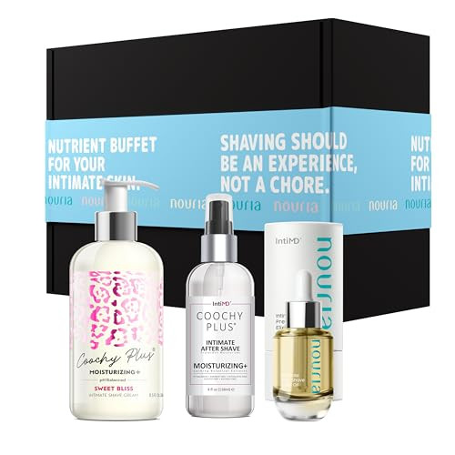 Coochy Plus HydroLock MOISTURIZING 3Steps Kit Intimate Shave Gift Set NOURIA PreShave Elixir Oil Coochy Plus Shave Cream