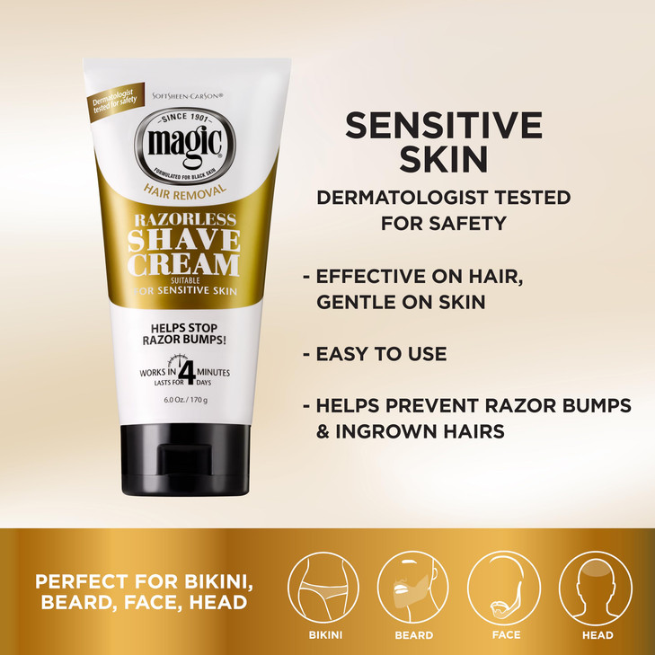 SoftSheenCarson Magic Razorless Shaving Cream Depilatory Hair Removal Cream Works in 4 Minutes for Coarse Curly Hair 2 C