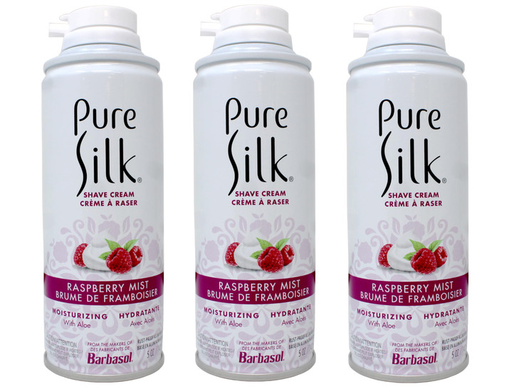 Pure Silk Shave Cream with Aloe Raspberry Mist 5 OZ 3 Pack