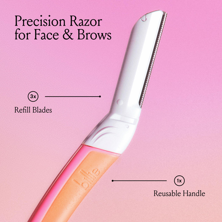Billie Dermaplane Starter Kit Reusable Handle 3 Refill Blades Remove Facial Hair Perfectly Shape Brows DermatologistAppr