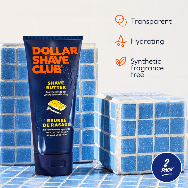 Dollar Shave Club Shave Butter 6 ounce 2 Pack Translucent Shaving Cream for Sensitive Skin