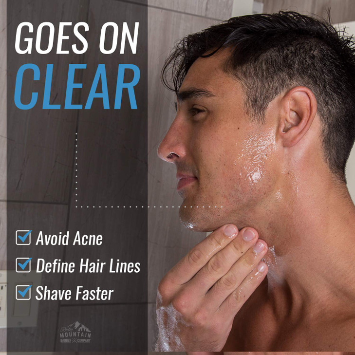 Mens Shave Gel Clear Shaving Gel So You Can See Where You Are Shaving For Full Shaves and Tightening Beard Lines 8oz by