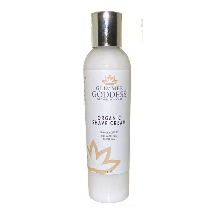 Glimmer Goddess Organic Shave Cream with Aloe Coconut Oil Shea Butter Lavender Lemon 8 oz