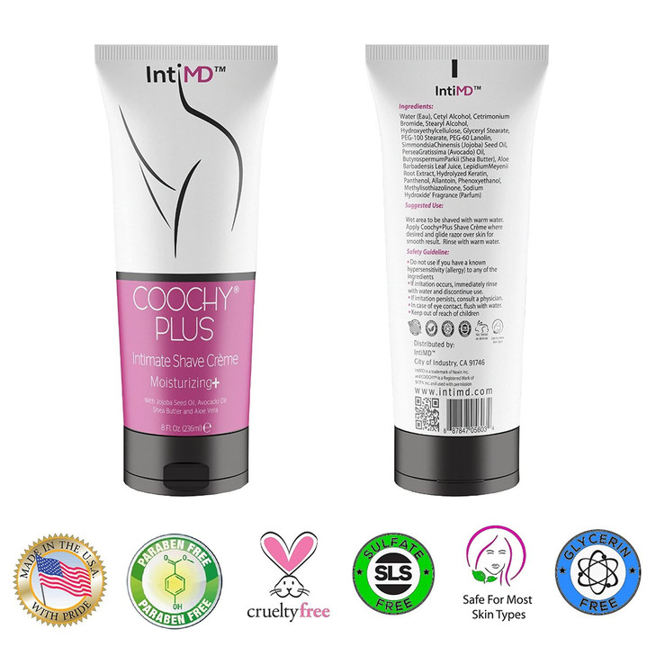 IntiMD COOCHY PLUS 3 Pack Intimate Shave Cream RashFree With MOISTURIZING 8oz