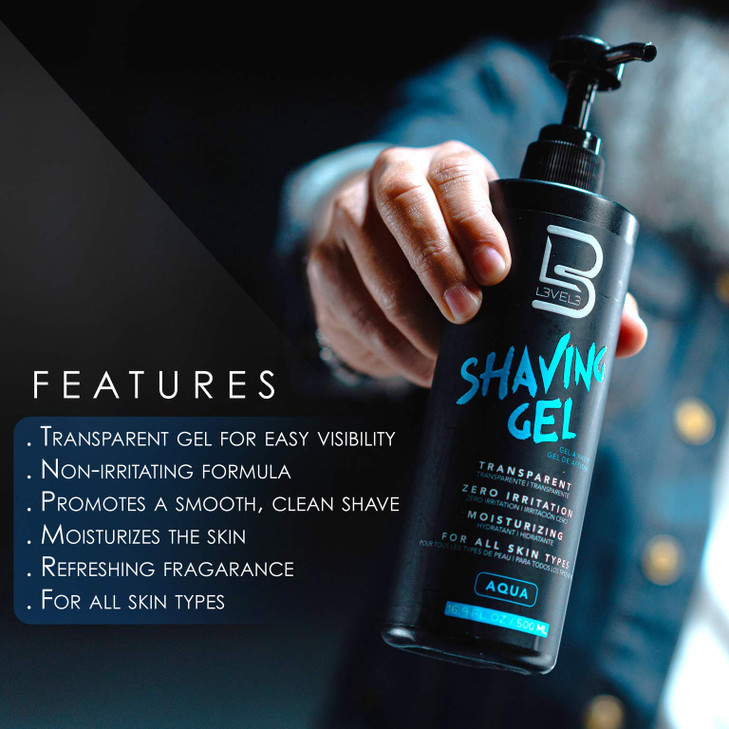 L3 Shaving Gel Straight Razor Shave Gel NonIrritating Refreshing Smell No Hot Towel Necessary Level Three Razor Gel Aqua