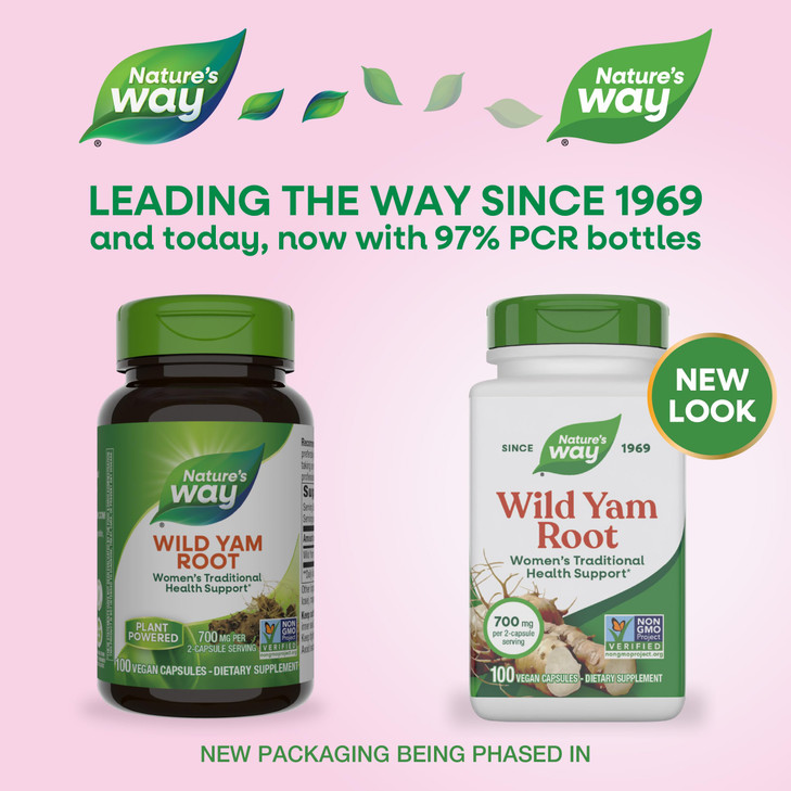 Nature's Way Wild Yam Root Capsules, Women's Traditional Health Support*, 700 mg per 2-Capsule Serving, Non-GMO Project Verified, 100 Vegan Capsules online at globaldelivered