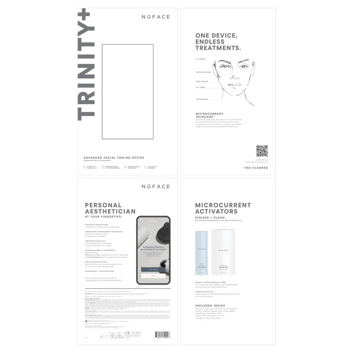 NuFACE Trinity Microcurrent Facial Device Kit FDA Cleared Face Sculpting Neck Tightening Device to Contour Cheeks Brows