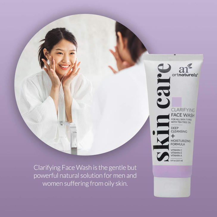 Artnaturals Clarifying Face Wash 8 Fl Oz 236ml Deep Cleansing and Exfoliation of Blackheads and Pimples Infused with Cuc