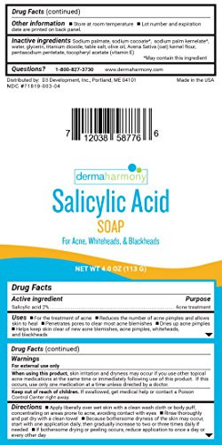 Dermaharmony 2 Salicylic Acid Natural Soap for Acne 4 oz Bar